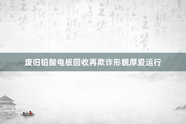 废旧铅酸电板回收再欺诈形貌厚爱运行